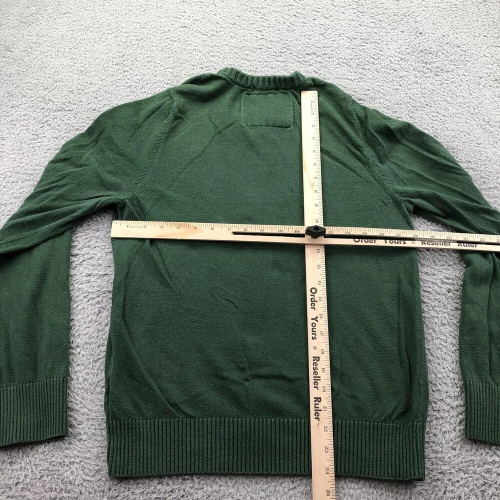 Abercrombie & Fitch Sweater Mens XL Green V Neck Knit Pullover Moose Logo